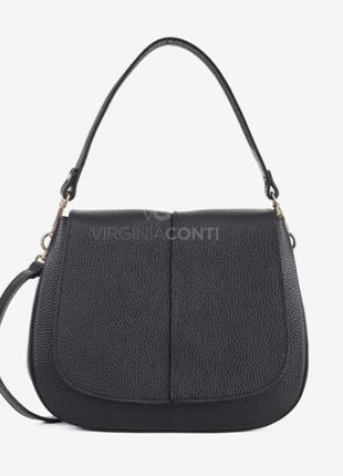Чёрная кожаная сумка мягкая чёрная сумка женская итальянская сумка через плечо