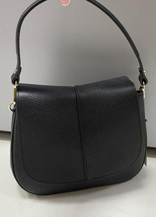 Чёрная кожаная сумка мягкая чёрная сумка женская итальянская сумка через плечо2 фото