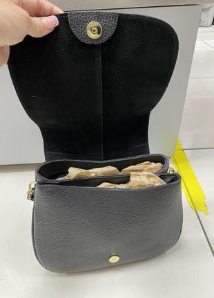 Чёрная кожаная сумка мягкая чёрная сумка женская итальянская сумка через плечо5 фото
