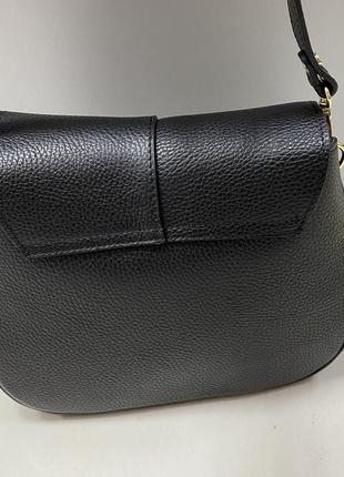 Чёрная кожаная сумка мягкая чёрная сумка женская итальянская сумка через плечо4 фото