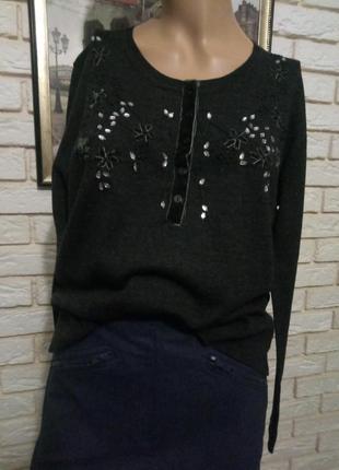 Шикарная шерстяная, теплая кофточка, свитерок 50% шерсти