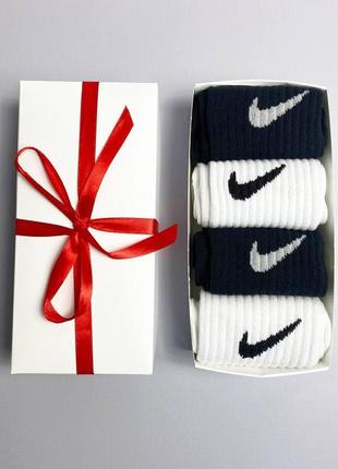 Набір жіночих високих шкарпеток nike 36-41 на 4 пари у подарунковій коробці із стрічкою