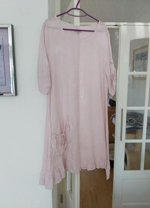 Продам нову сукню небесно рожевого кольору р. м на  наш 46-48 бренду lina tomei puro lino