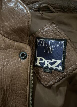 Винтажная кожаная куртка с накладными карманами качественная мясистая кожа винтаж executive line, xxxl 56р3 фото