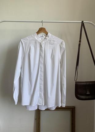 Біла плісована бавовняна сорочка люкс бренду van laack