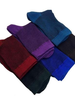 Шкарпетки чоловічі середні сітка літні бавовняні подарунковий комплект для чоловіків набір з 12 кольорових однотонних пар1 фото