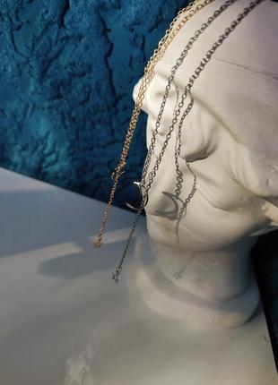 Жіночий ланцюжок протяжка на шию в сріблястому кольорі,біжутерія3 фото