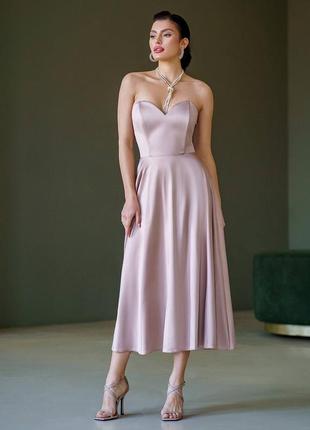 Неймовірна сатинова сукня міді6 фото
