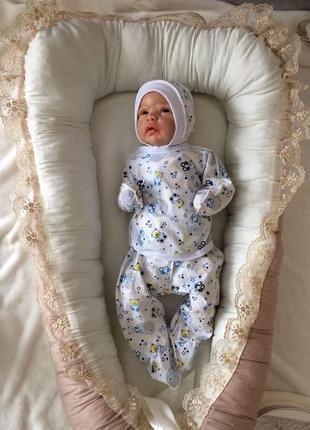 Комплект для новорожденных с распашонкой, штаниками и шапочкой6 фото