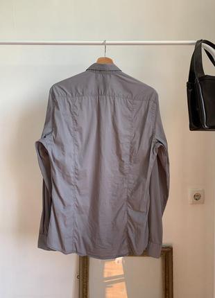 Базовая серая хлопковая рубашка h&amp;m fine cotton stretch2 фото
