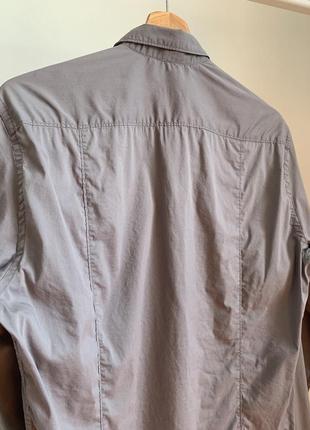Базовая серая хлопковая рубашка h&amp;m fine cotton stretch4 фото
