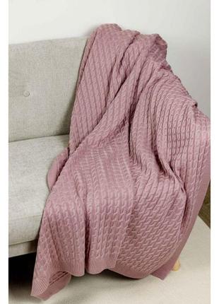 Плед вязаний коси рожевий 130х170 см