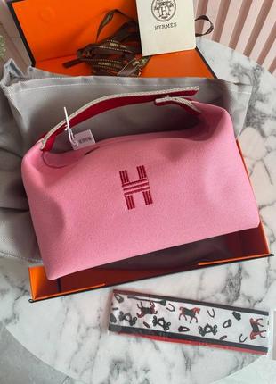 Розовая сумочка косметичка hermes