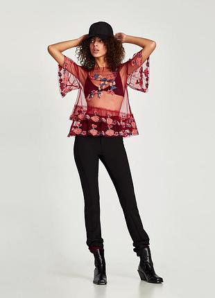 Прозора класна квіткова блуза, zara woman 10(38)