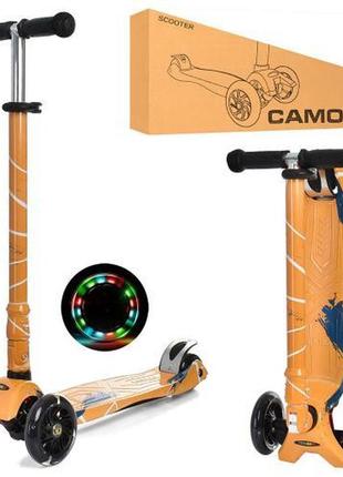 Триколісний самокат складний itrike maxi jr 3-055-wp12 ,світло коліс