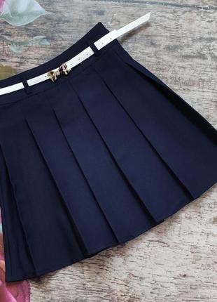 Черная школьная юбка в складку для девочки (134-140р)