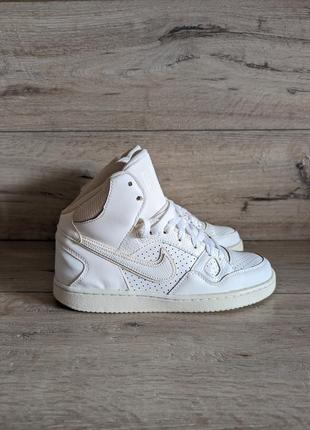 Кожаные белые высокие кроссовки б/у хай-топы найк nike son of force mid 37р 24 см