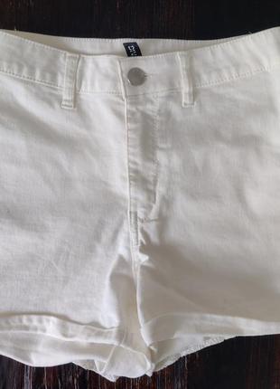 Шорти висока посадка білі джинсові котонові