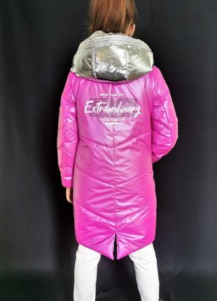 Демисезонная весенняя лаковая куртка для девочки "холли"2 фото