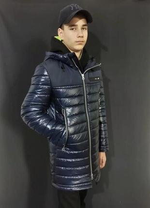 Модная весенне-осенняя удлиненная куртка для мальчика (140-164р)