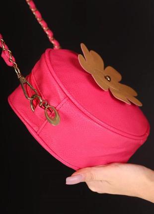 Жіноча кругла сумка клатч, рожева3 фото