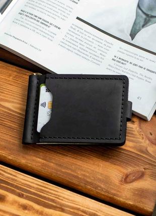 Мужской кожаный зажим для денег (кошелёк) clamp black5 фото