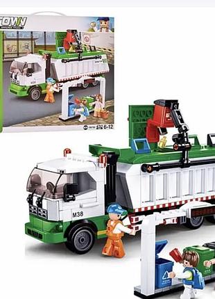 Конструктор sluban m38-b0780 town город мусоровоз, грузовик по переработке мусора, 432 детали