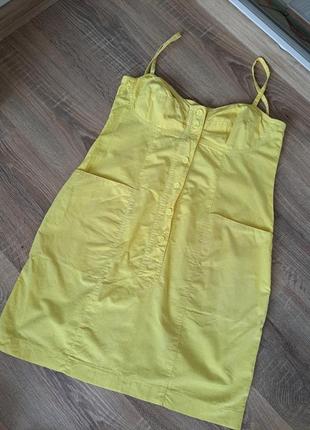 Міні сукня,сарафан лимонного кольору