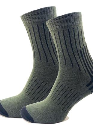Демисезонные трекинговые носки 41-45 олива хаки хлопок летние военные носки всу1 фото