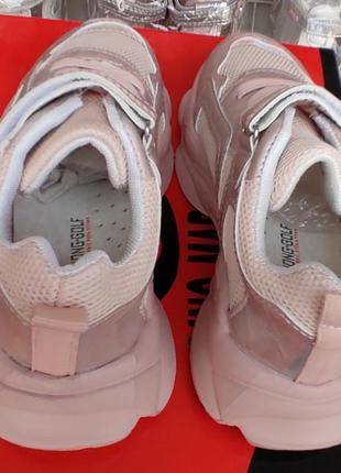 Розовые летние кроссовки для девочки на платформе сетка маломер4 фото