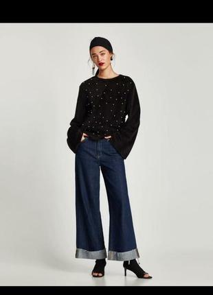 Кофта, светр оверсайз zara з перлами, розмір м