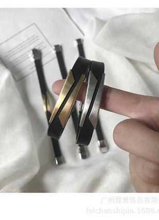 Золотой мужской и женский браслет на руку, силиконовый на застежке