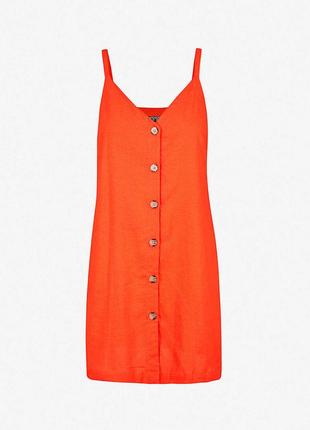 Натуральное платье topshop linen mix v-neck button mini slip dress3 фото