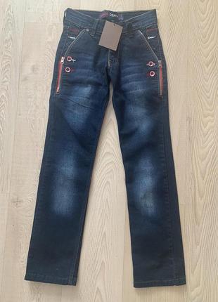 Дитячі джинси темно-сині, прямого крою, нові, в наявності