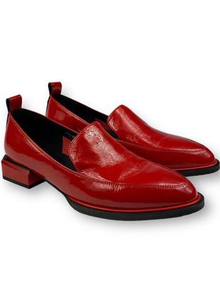 Слиперы женские лакированные красные стильные туфли на низком каблуке h2099-a669-f783 brokolli 22083 фото