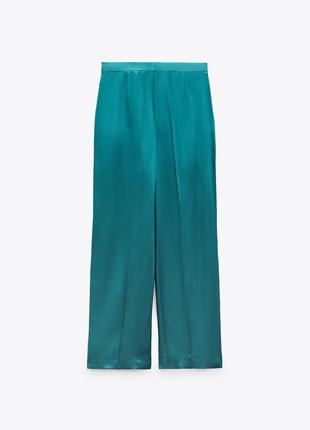 Зелені штани zara wide leg розмір s