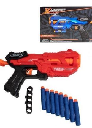 7242 jlx пистолет игрушечный на мягких патронах, 2 цвета, с держателем патронов, в коробке