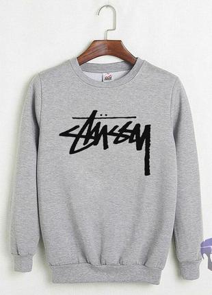 Толстовка чоловіча сірого кольору stussy