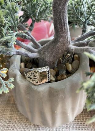 Серебряная печатка кольцо з золотом4 фото