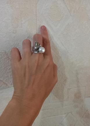 Шикарный 925 серебро серебряный перстень кольцо кролик зайчик жемчуг гранат шпинель ручная работа6 фото