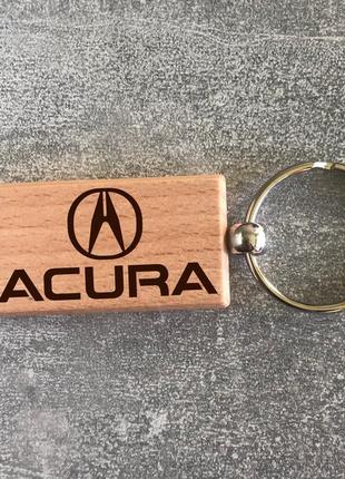 Деревянный брелок с логотипом acura2 фото