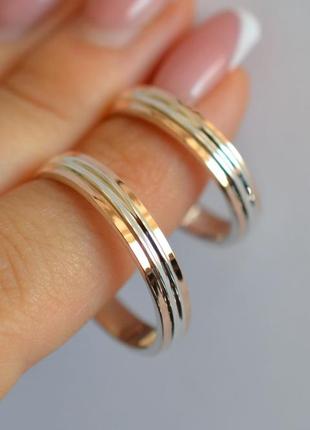 Обручальные парные кольца из серебра и золота2 фото