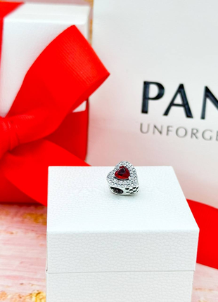 Серебряный шарм красное сердце пандора pandora7 фото