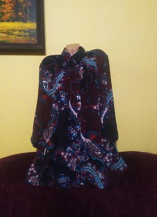 Красивая шифоновая модная блузка рубашка цветочный принт 26/54 очень большой размер новая блуза шифонка