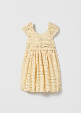 Zara платье на девочку летнее платье сарафан хлопок вышивка зара