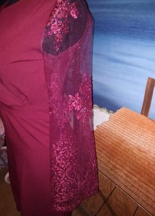 Платье миди с рукавами из дорогой ткани с вышивкой с-ка3 фото