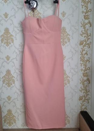 Плаття міді fame персикового кольору.1 фото
