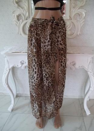 ( 50 р талия - 100 см ) женская тигровая пляжная юбка парео новая германия4 фото