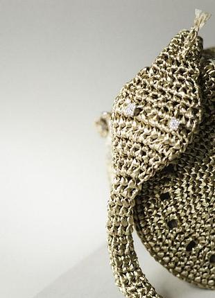 Сумка круглая легкая вязаная из рафии handmade шампань