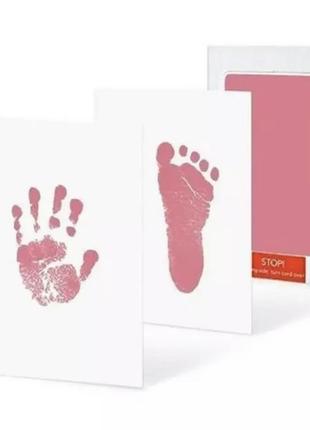 Штамп для отпечатков ручек и ножек малыша 0-6 месяцев розовый1 фото